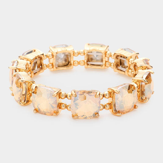 Cushion Square Stone Stretch Evening Bracelet: TP-AB