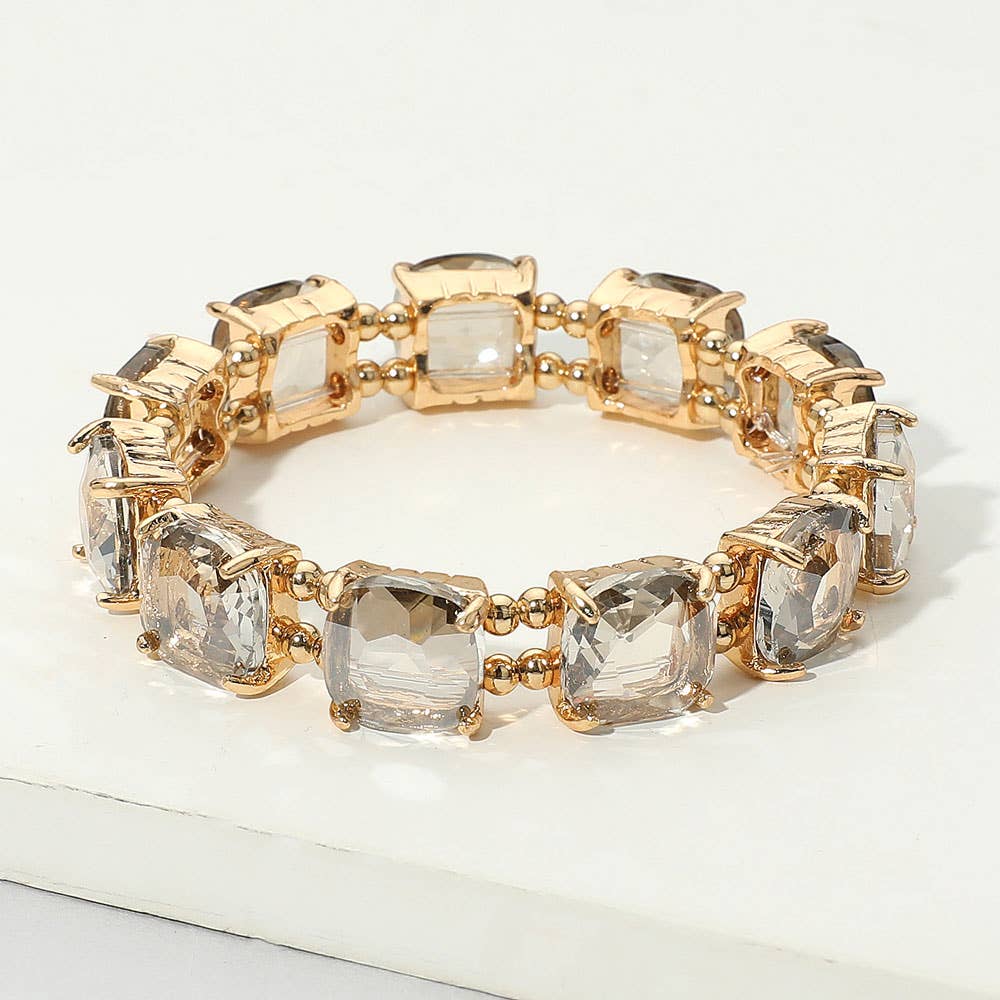 Cushion Square Stone Stretch Evening Bracelet: TP-AB