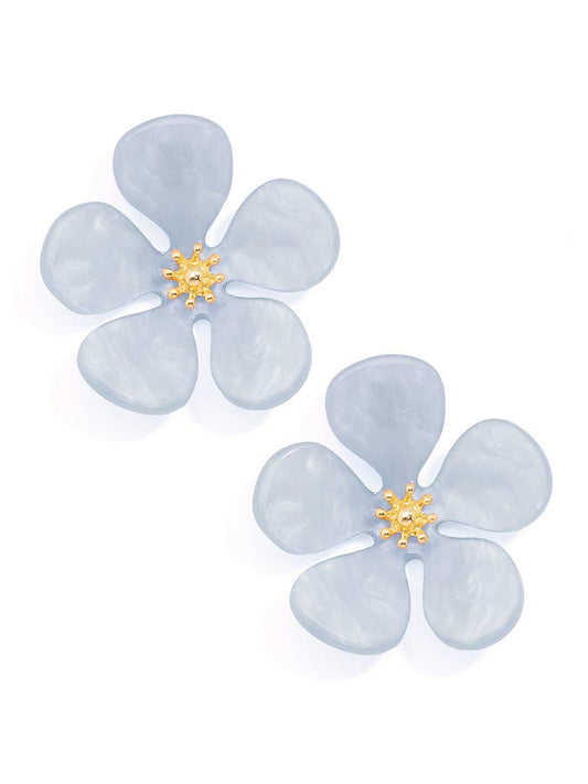 Glistening Resin Flower Stud Earring: L.BLU