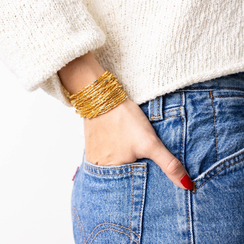 Ink +Alloy Chelsea 18 Strand Luxe Beaded Bracelet Set Gold
