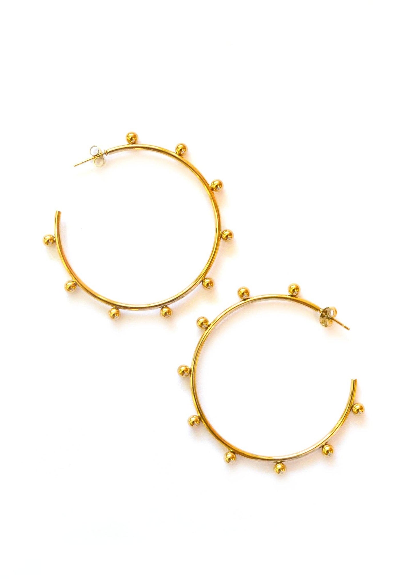 Rex Gold Bead Hoop Earrings : Large
