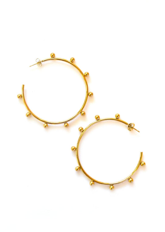 Rex Gold Bead Hoop Earrings : Large