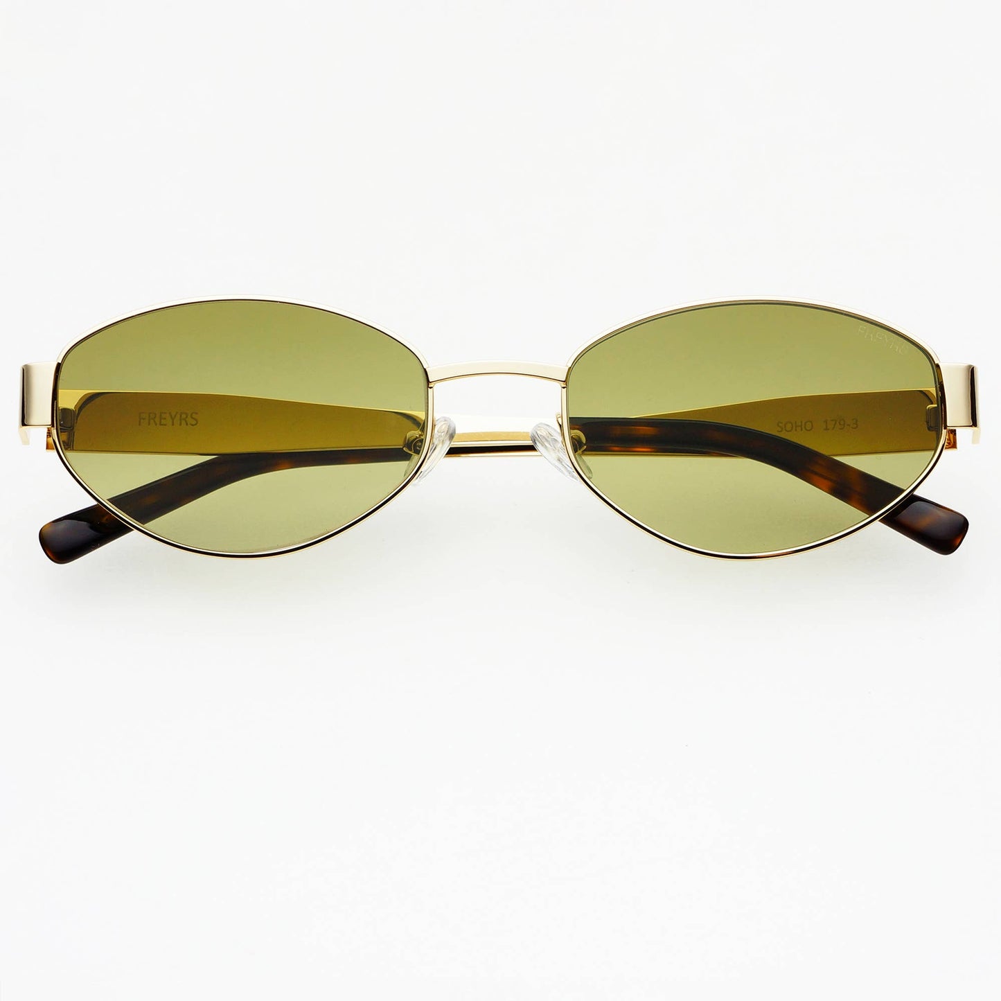 Freyrs Soho Womens Oval Sunglasses: Gold / Green