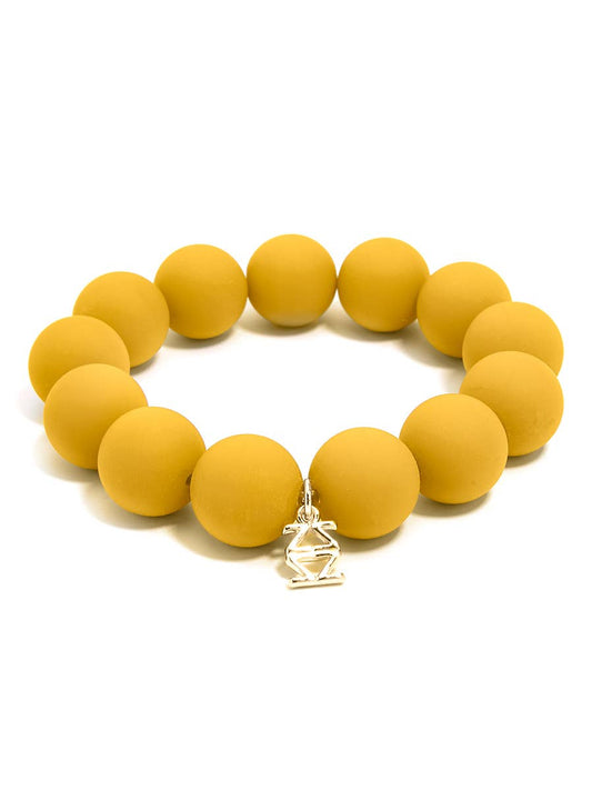 Chunky Matte Beaded Stretch Bracelet Jewelry: Honey