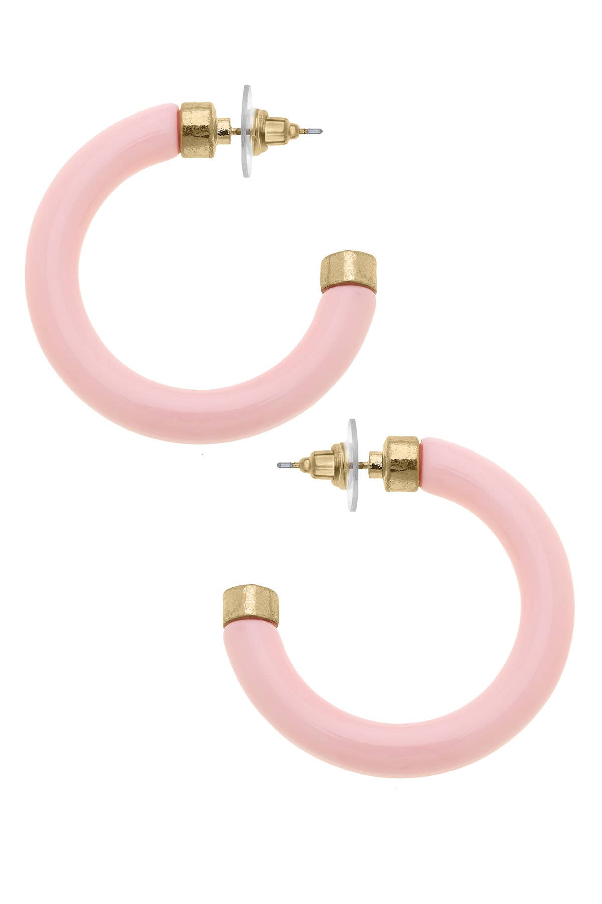 Hillary Resin Hollow Hoop Earrings: Light Pink