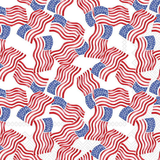 Paper Lunch Napkins 20 Ct Stars & Stripes Allover