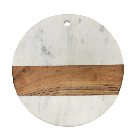 Round Marble & Acacia Wood Charcuterie Board