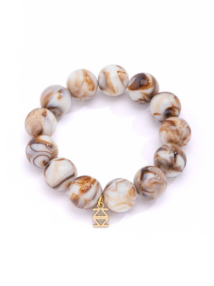 Zenzii 15mm Marbled Resin Bead Stretch Bracelet: BEI