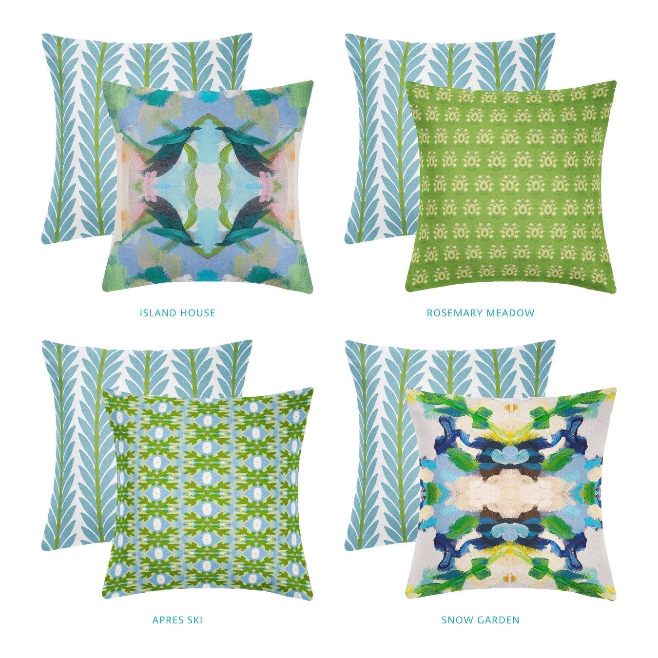 Frond French Blue Decorative Pillow: 22” x 22” Throw Pillow