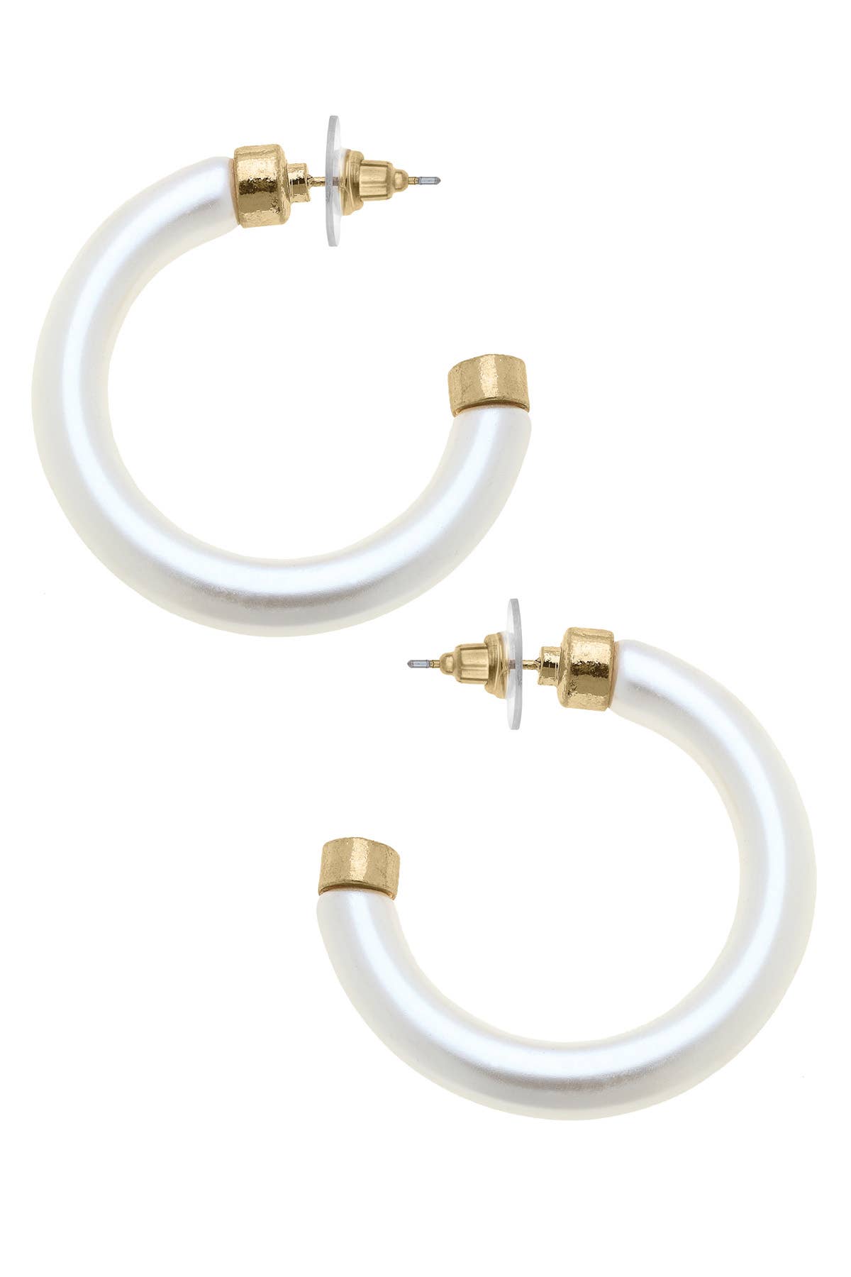 Hillary Resin Hollow Hoop Earrings: Light Pink