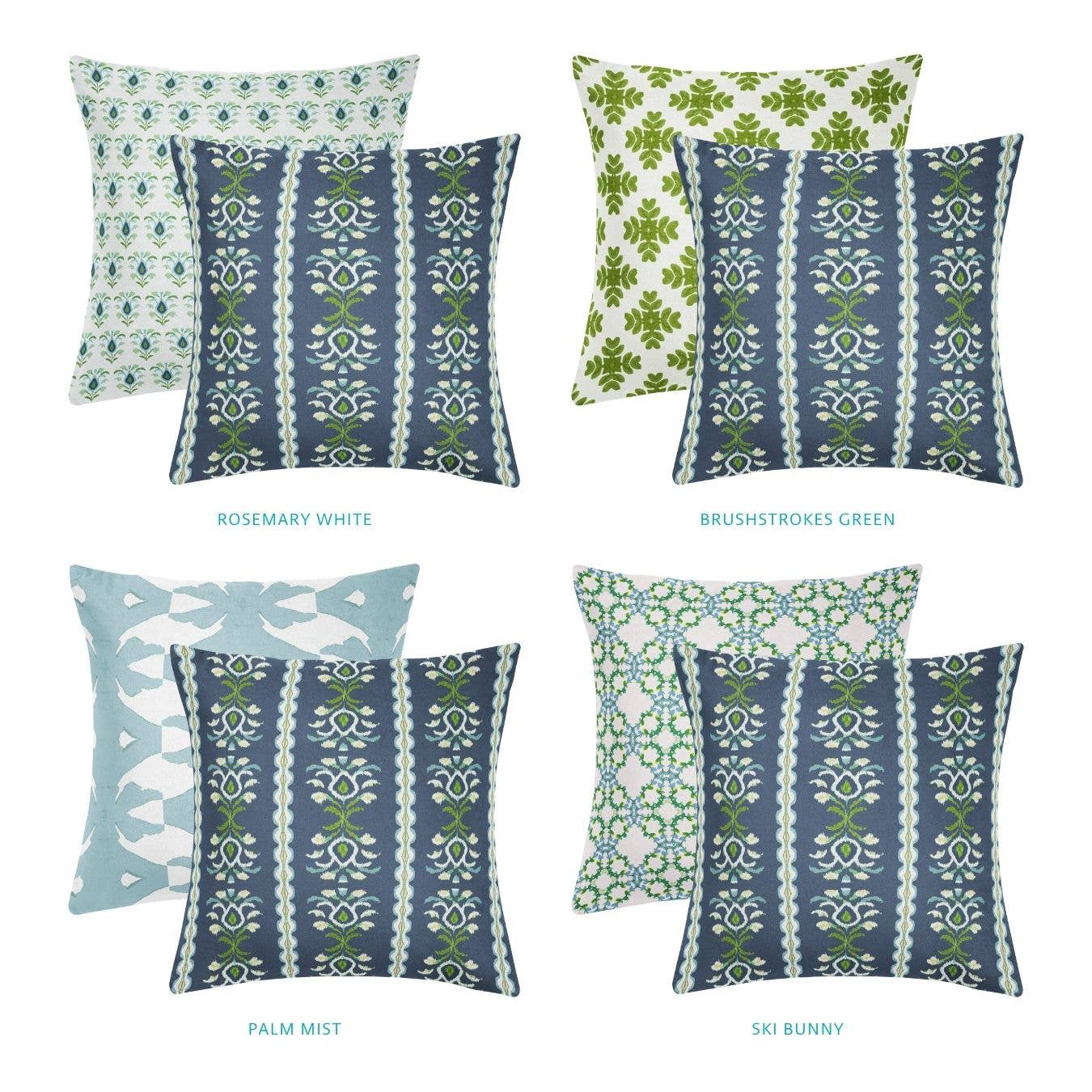 Rosemary Stripe Indigo Decorative Pillow: 22” x 22” Throw Pillow