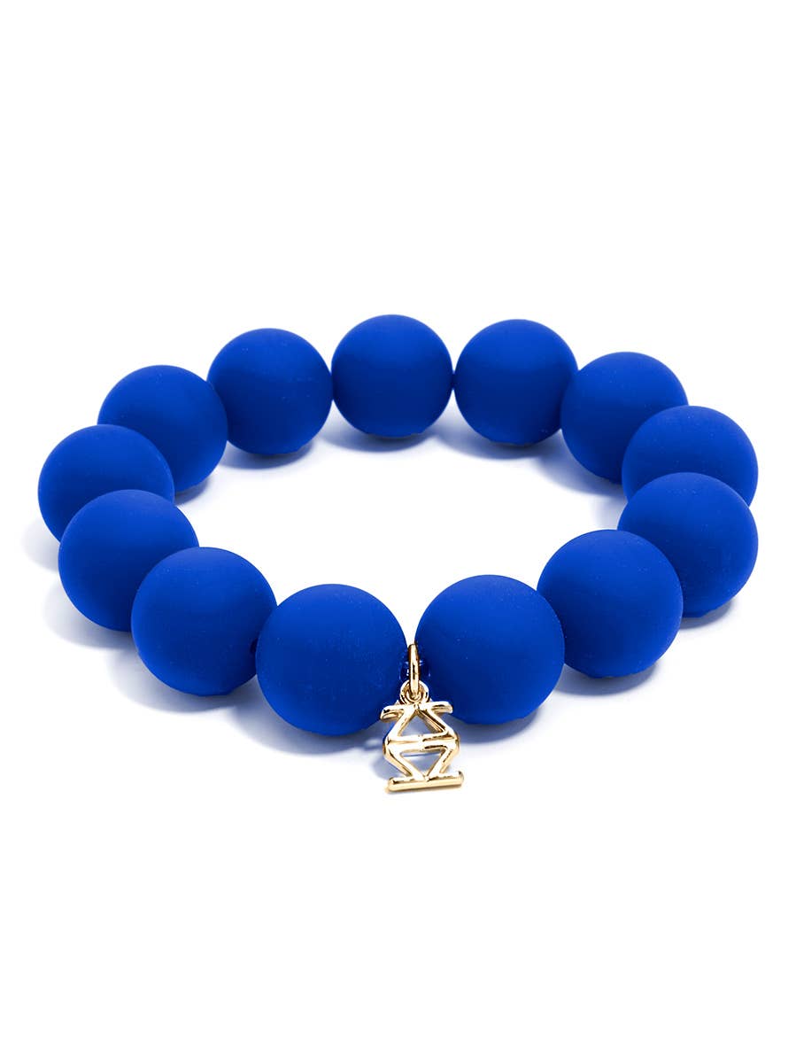 Chunky Matte Beaded Stretch Bracelet Jewelry: Navy