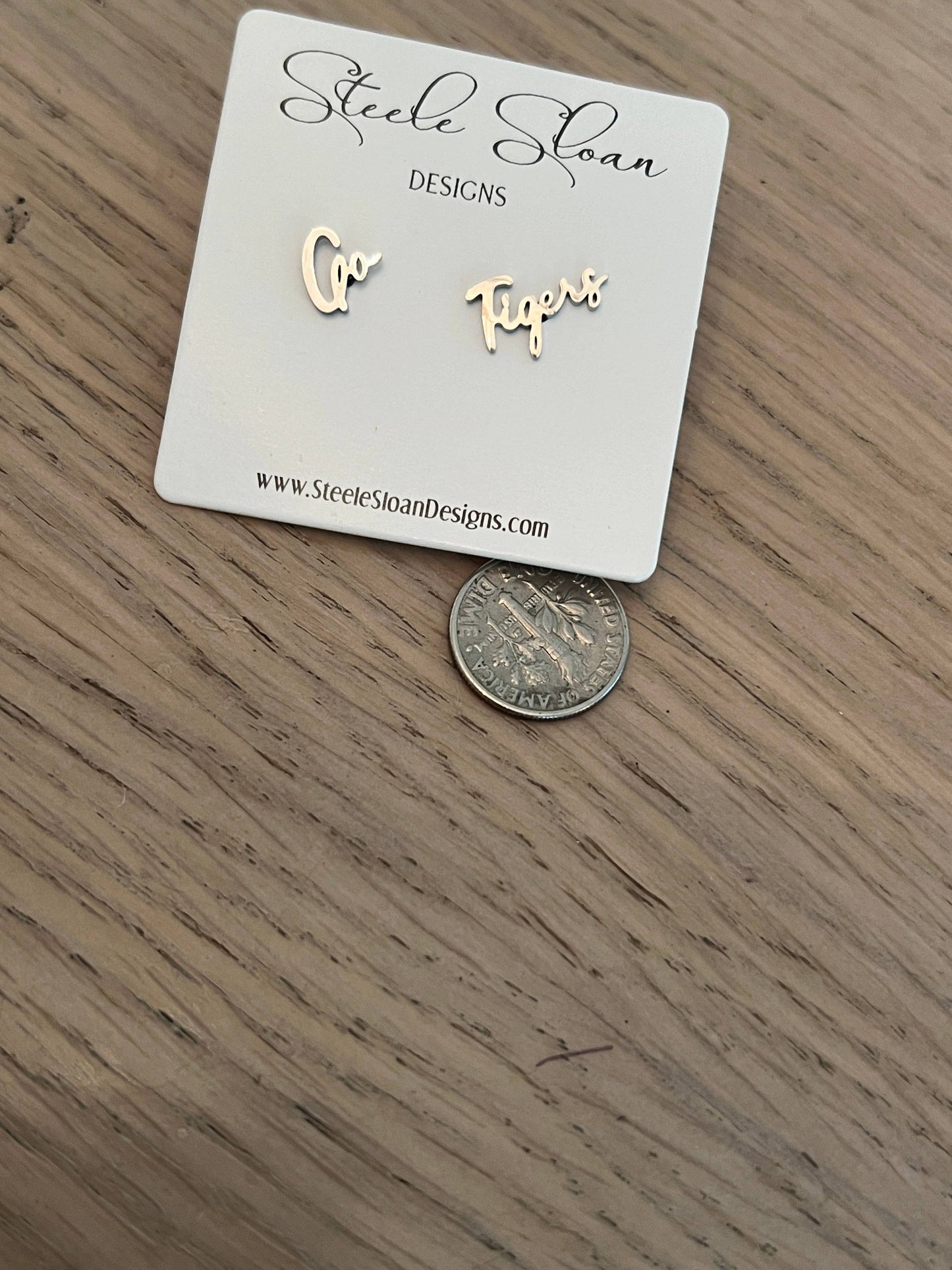 Go Tigers Cute Game Day Stud Earrings Tiger Fans Gift: Yellow Gold