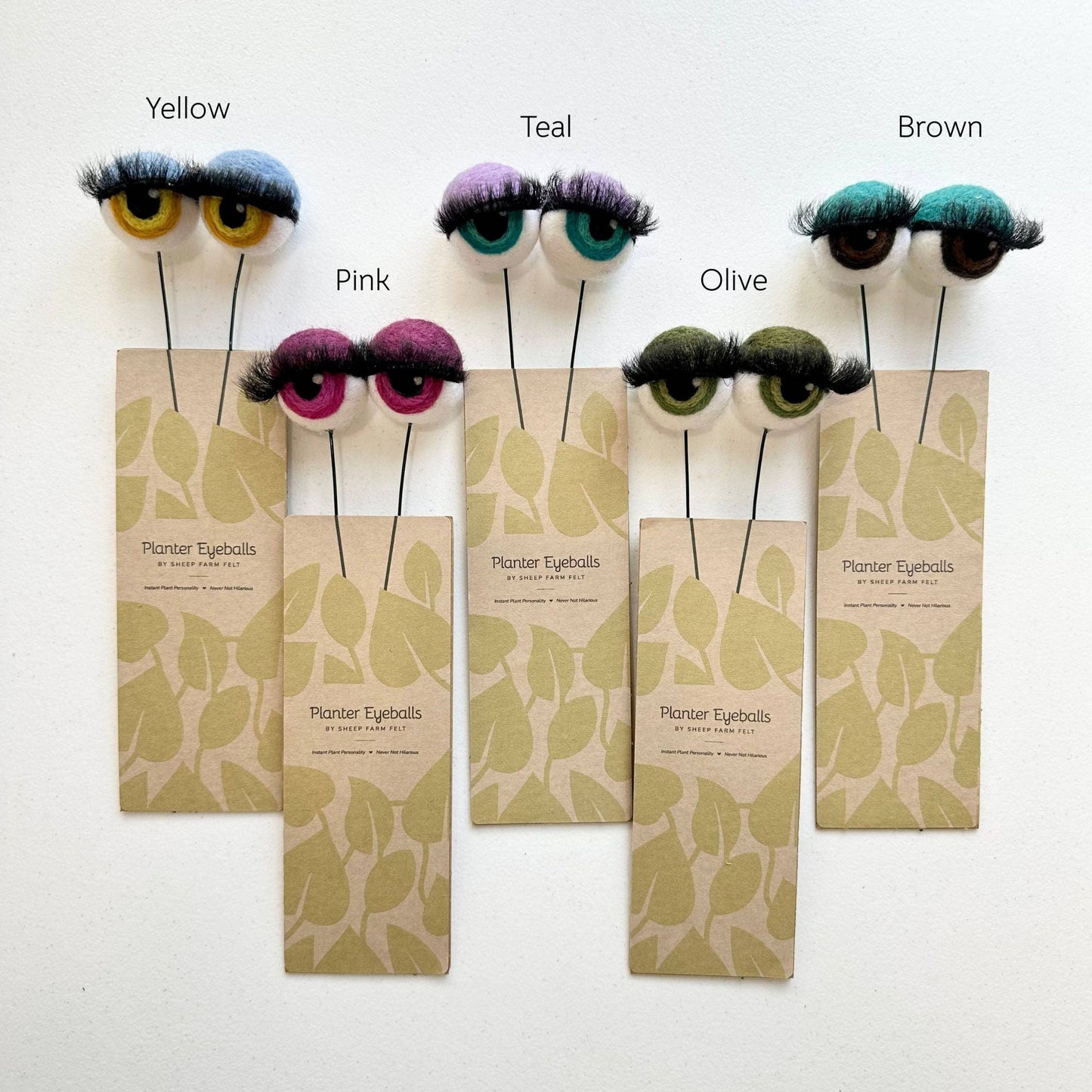Felt Planter Eyeballs with Eyelashes : Pink