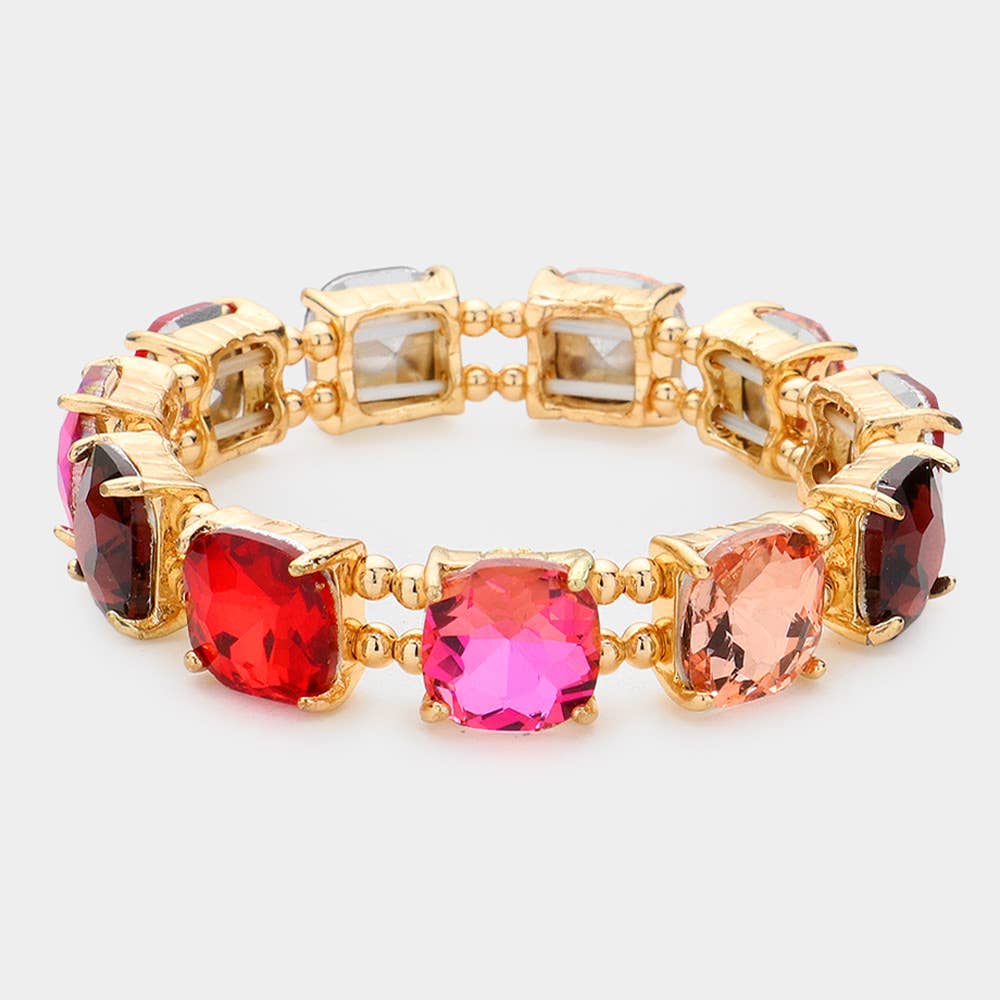 Cushion Square Stone Stretch Evening Bracelet: TP-AB