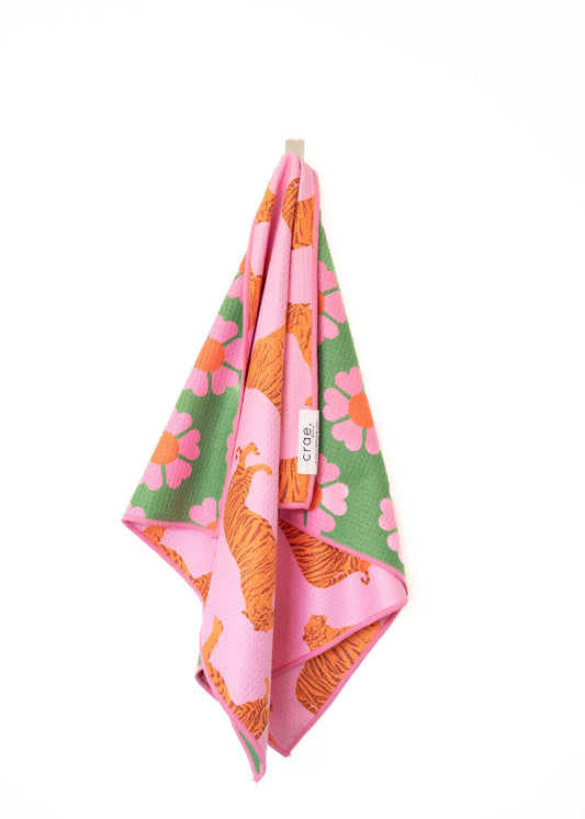 Crae Carole: Reversible Hand Towel: Pink/Green / Hand Towel