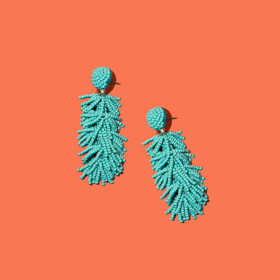 Custom Beaded Tiered Tassel Earrings: Navy