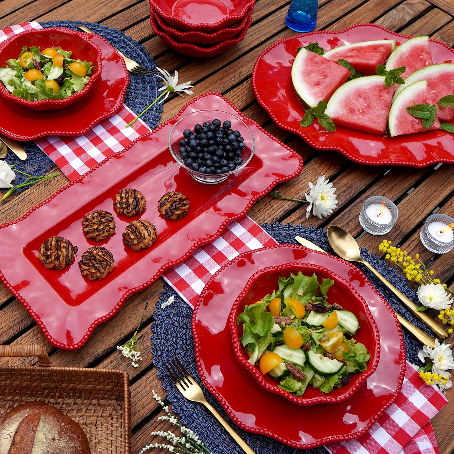 Perlette Red Melamine Oval Platter