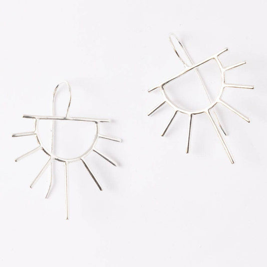Gretchen Half Sun Threader Earrings Silver