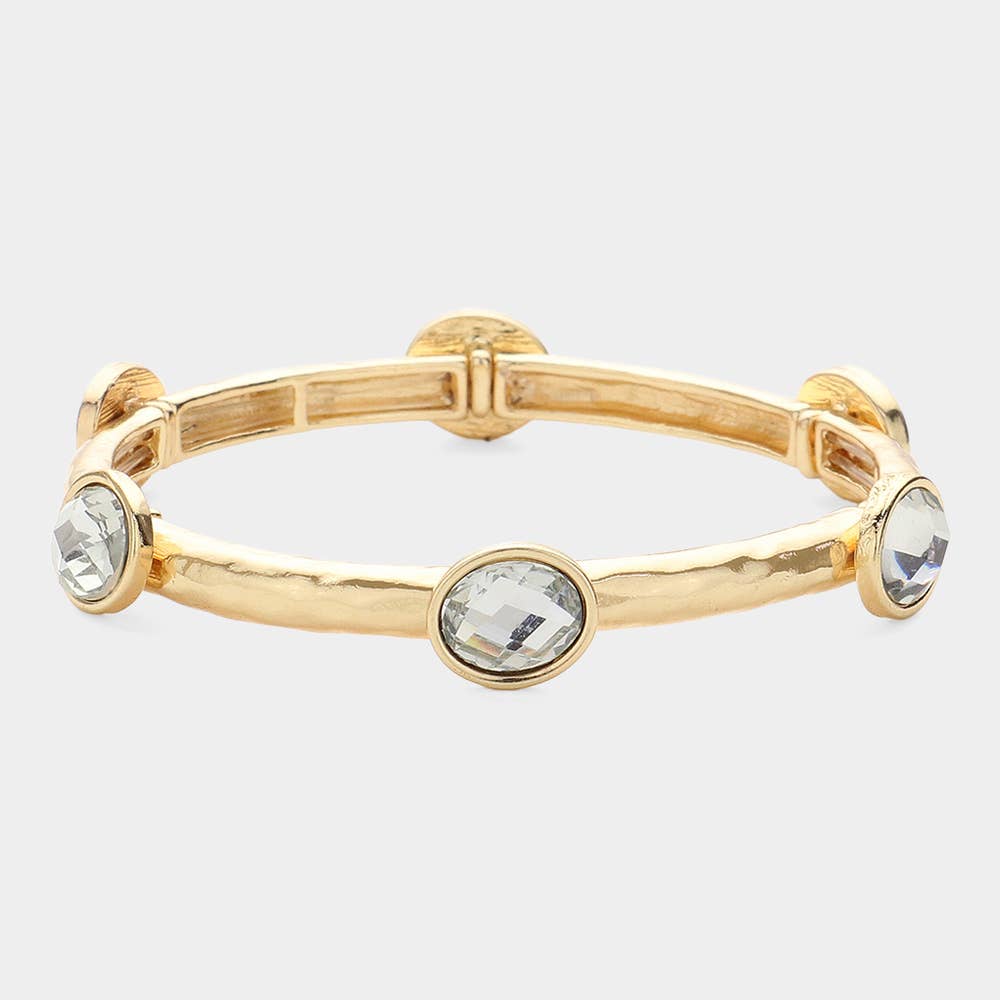 Oval Stone Cluster Pointed Stretch Bracelet
: CLEAR