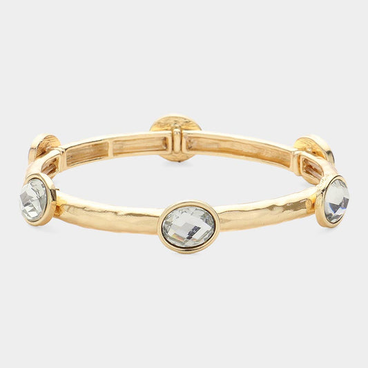 Oval Stone Cluster Pointed Stretch Bracelet
: CLEAR