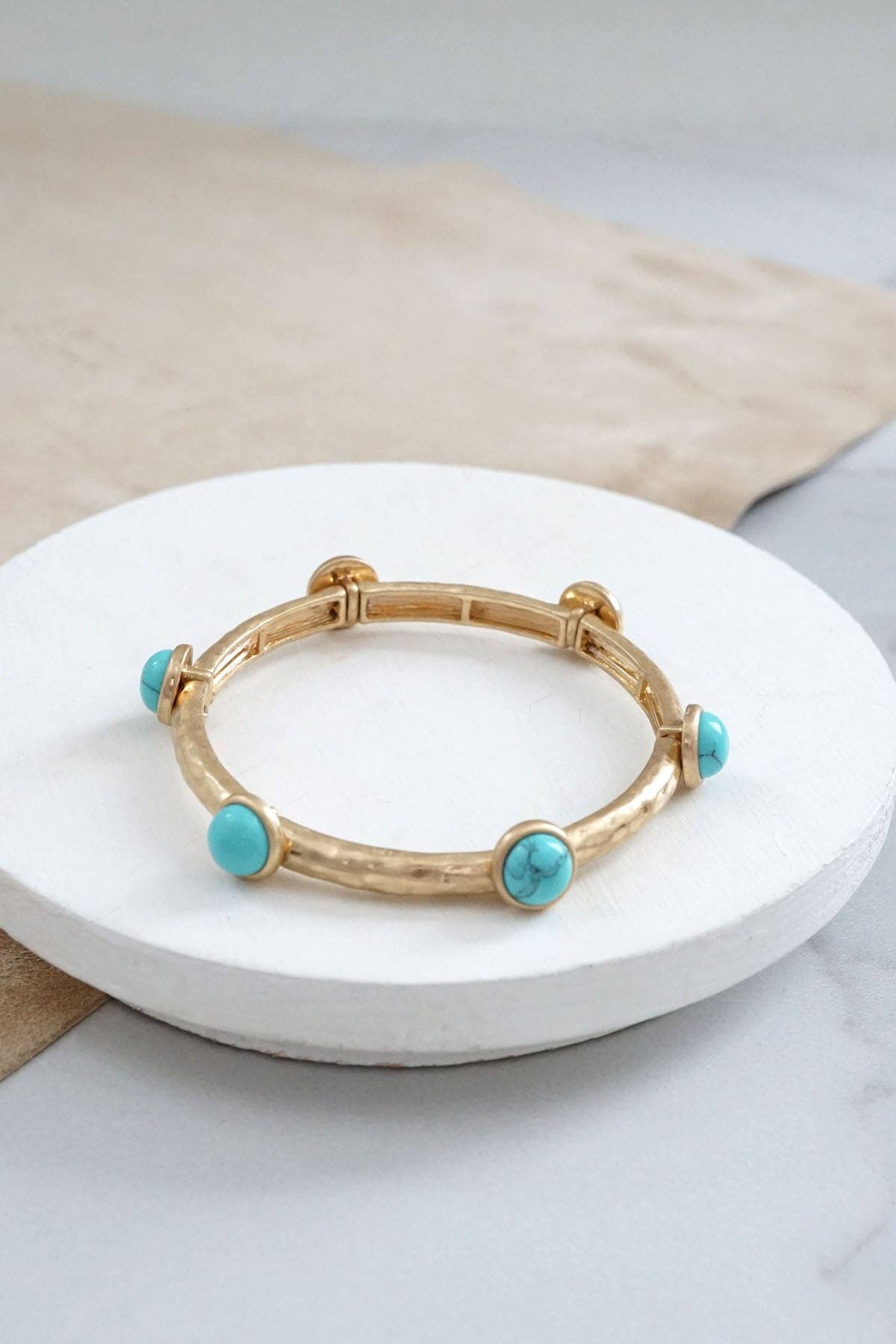Jeweled Golden Bangle with semi precious stone dots: Pearl