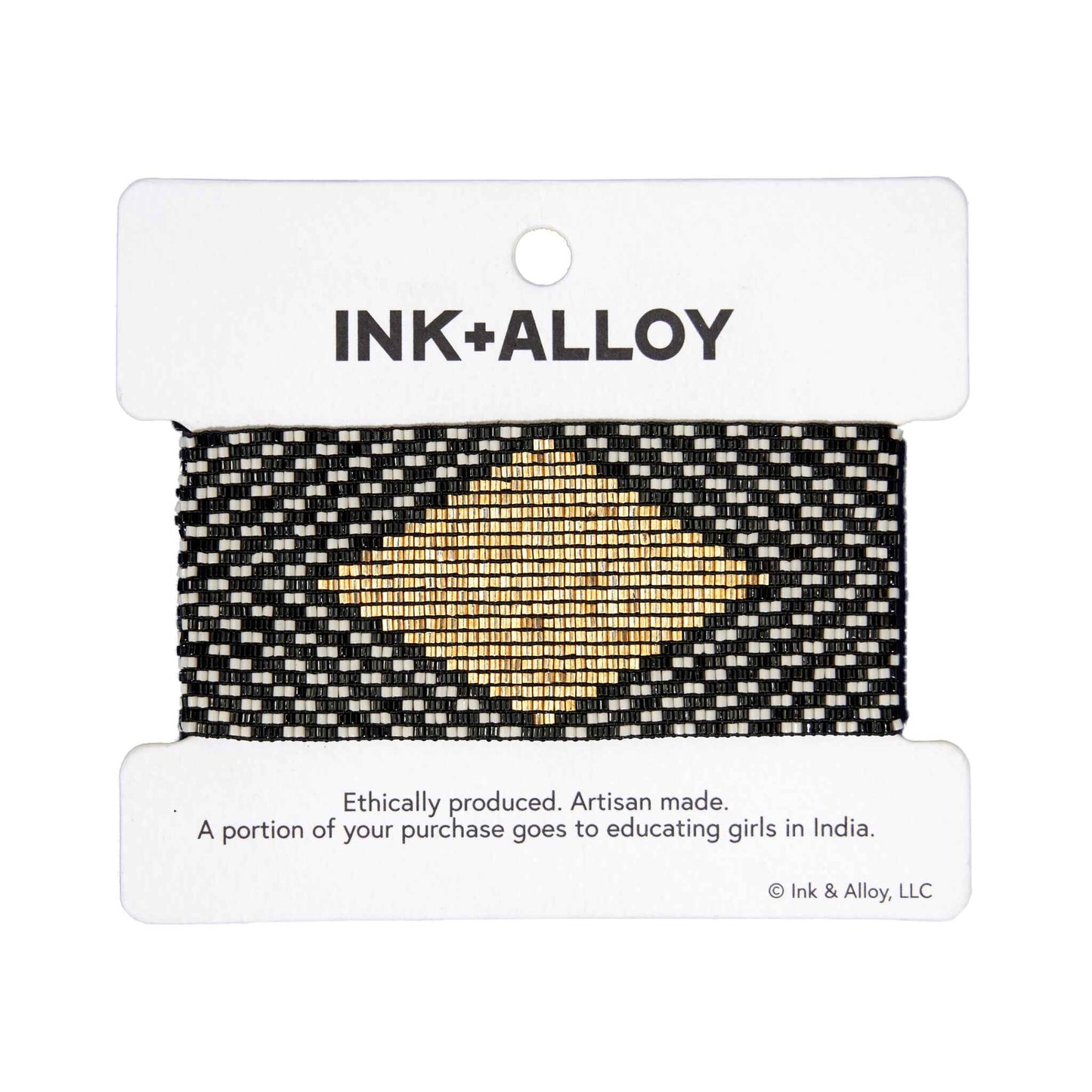 Ink+ Alloy Brooklyn Diamond Beaded Stretch Bracelet Black