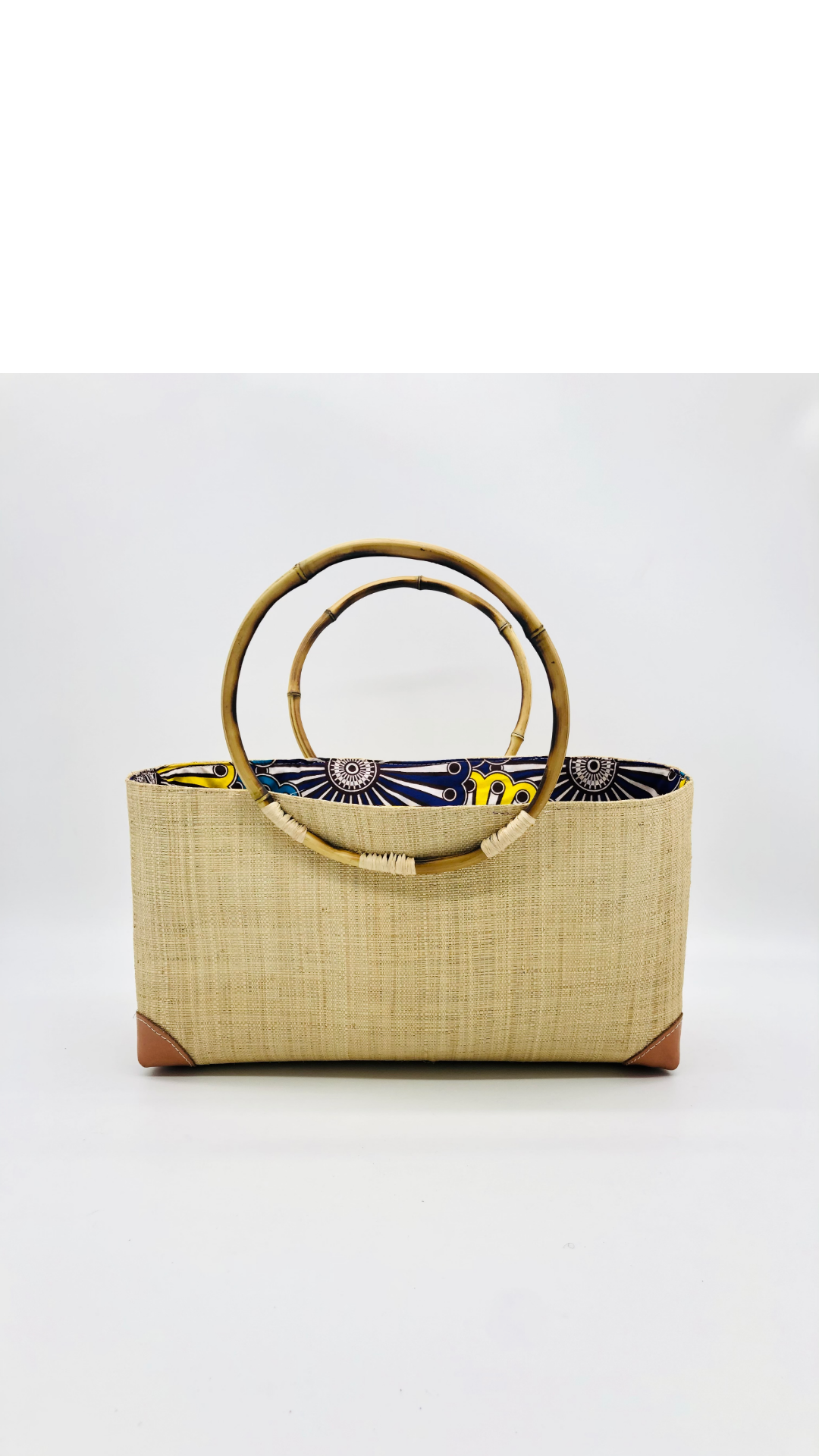 Bebe Straw Handbag with Bamboo Handles: Butter