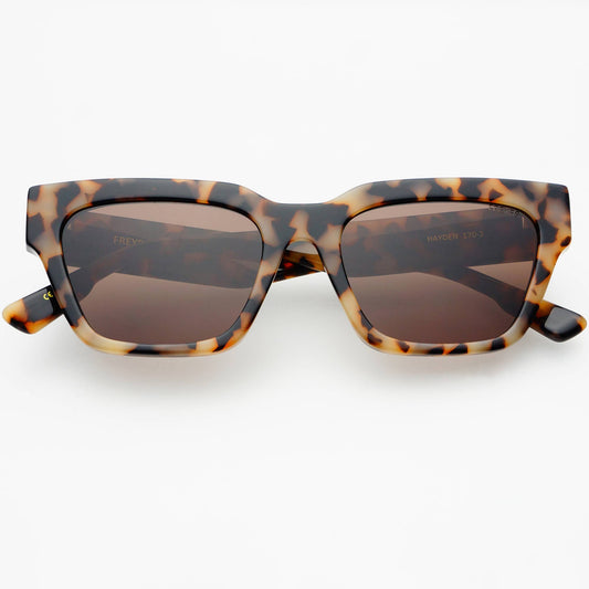 Freyrs Hayden Acetate Unisex Rectangular Sunglasses: Milky Tortoise