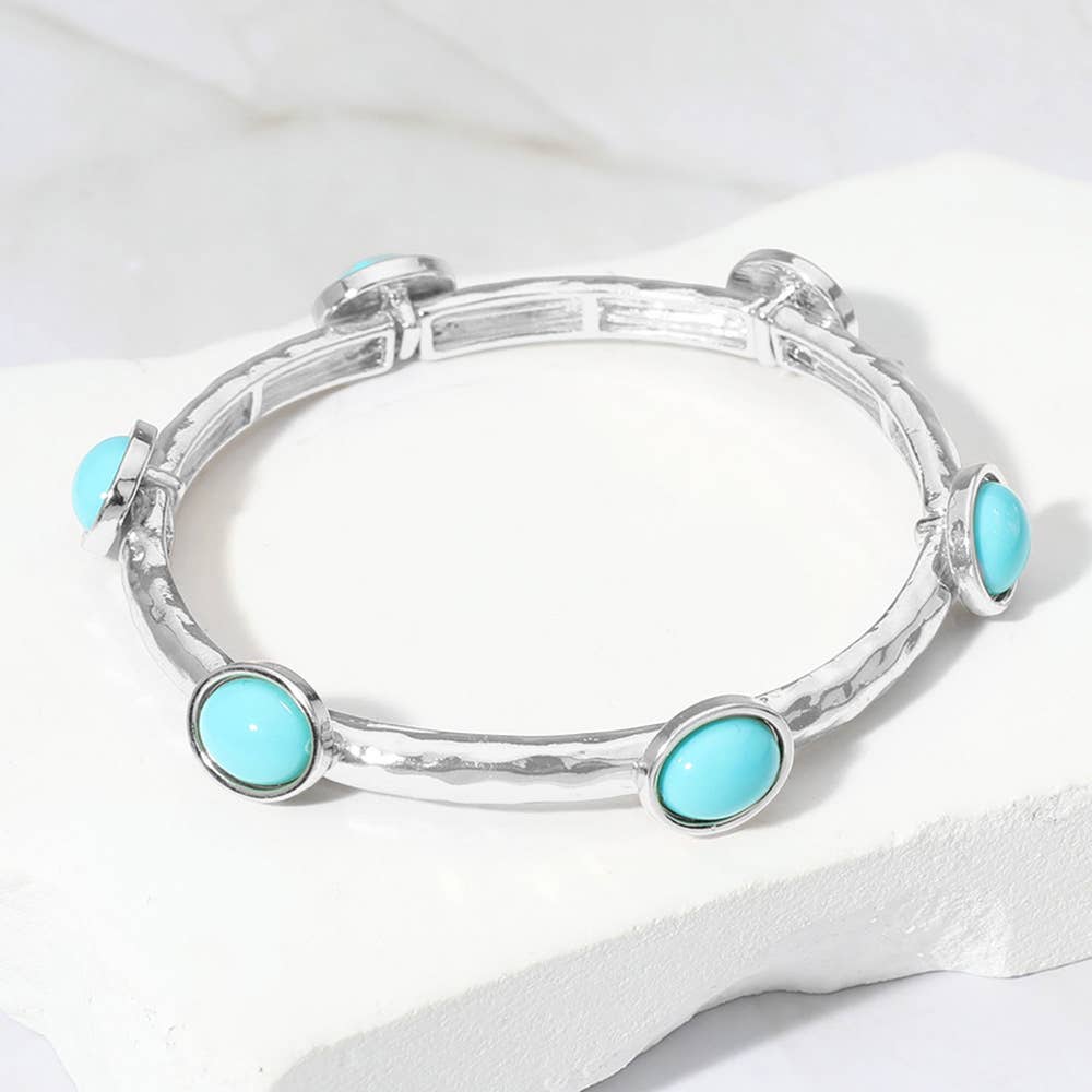 Oval Stone Cluster Pointed Stretch Bracelet
: CLEAR
