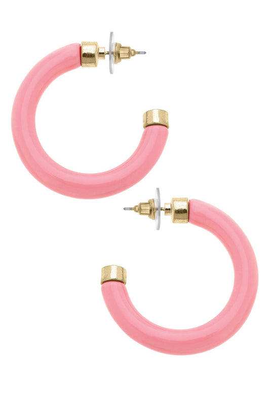 Hillary Resin Hollow Hoop Earrings: Bubblegum