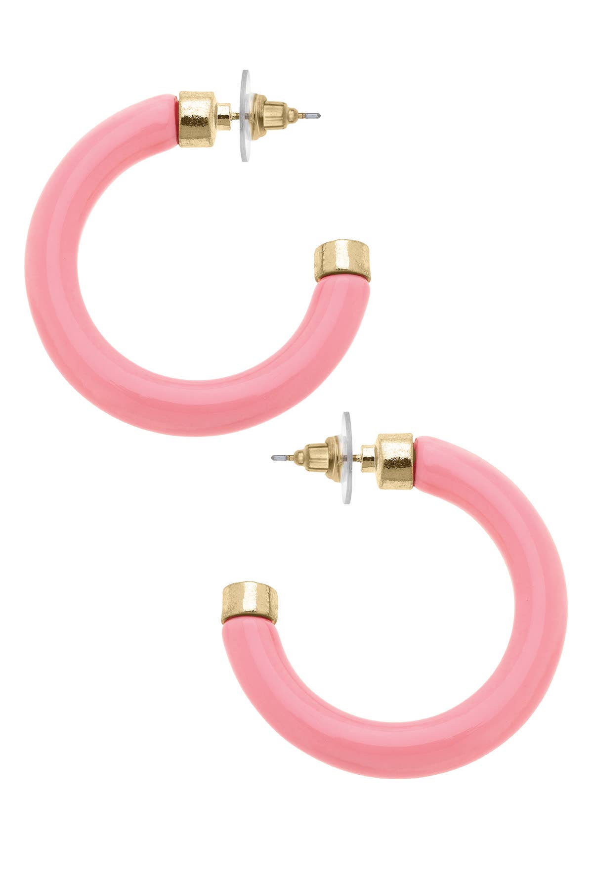 Hillary Resin Hollow Hoop Earrings: Light Pink