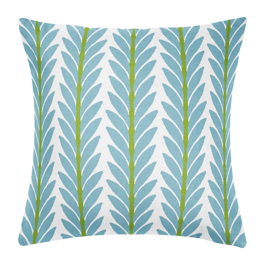 Frond French Blue Decorative Pillow: 22” x 22” Throw Pillow
