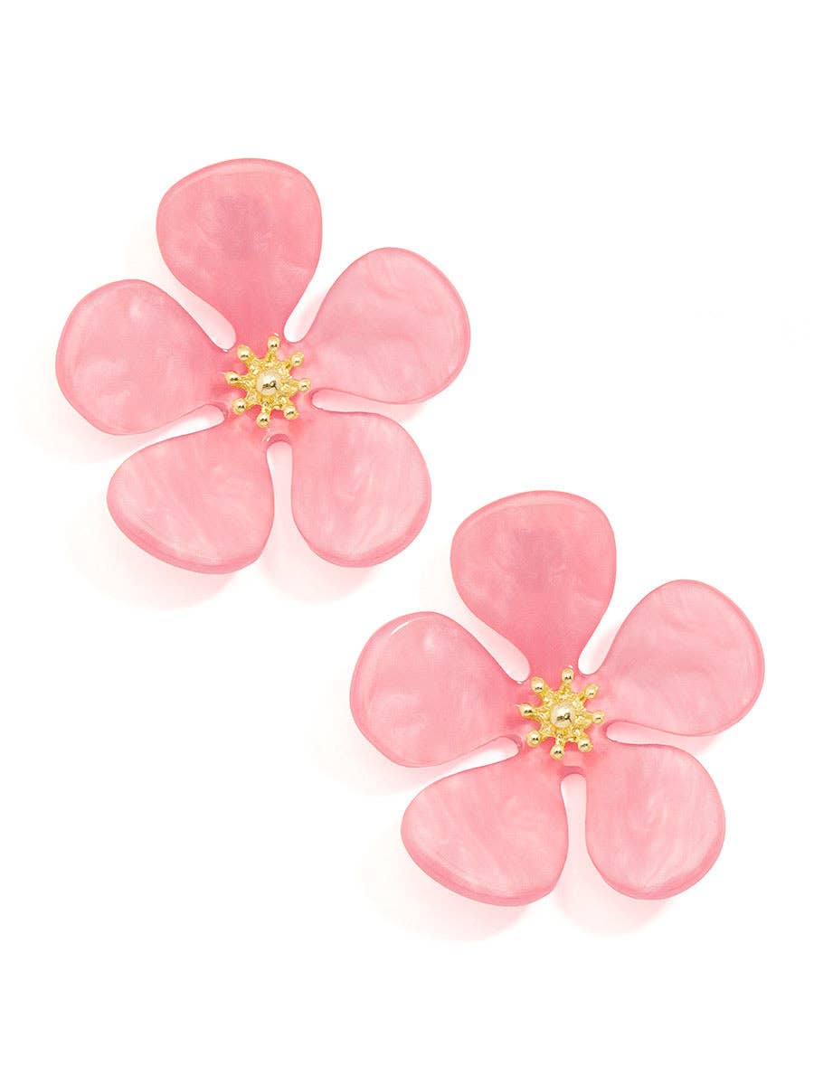 Glistening Resin Flower Stud Earring: LAV
