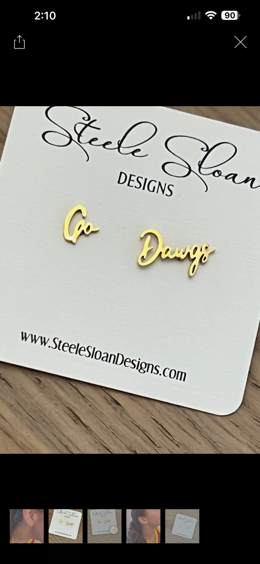 Go Dawgs Earrings Gold Studs