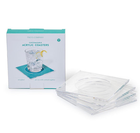 Clear Cocktail Coasters Set of 4