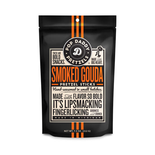 Pop Daddy – Smoked Gouda Seasoned Pretzels 7.5oz Large Bags