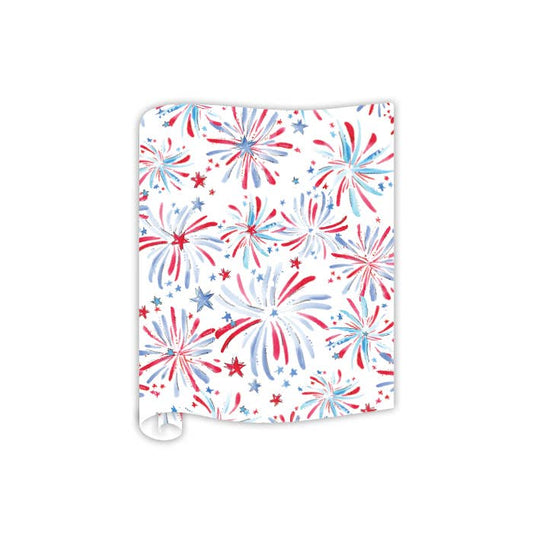Handpainted Red White and Blue Fireworks Table Runners