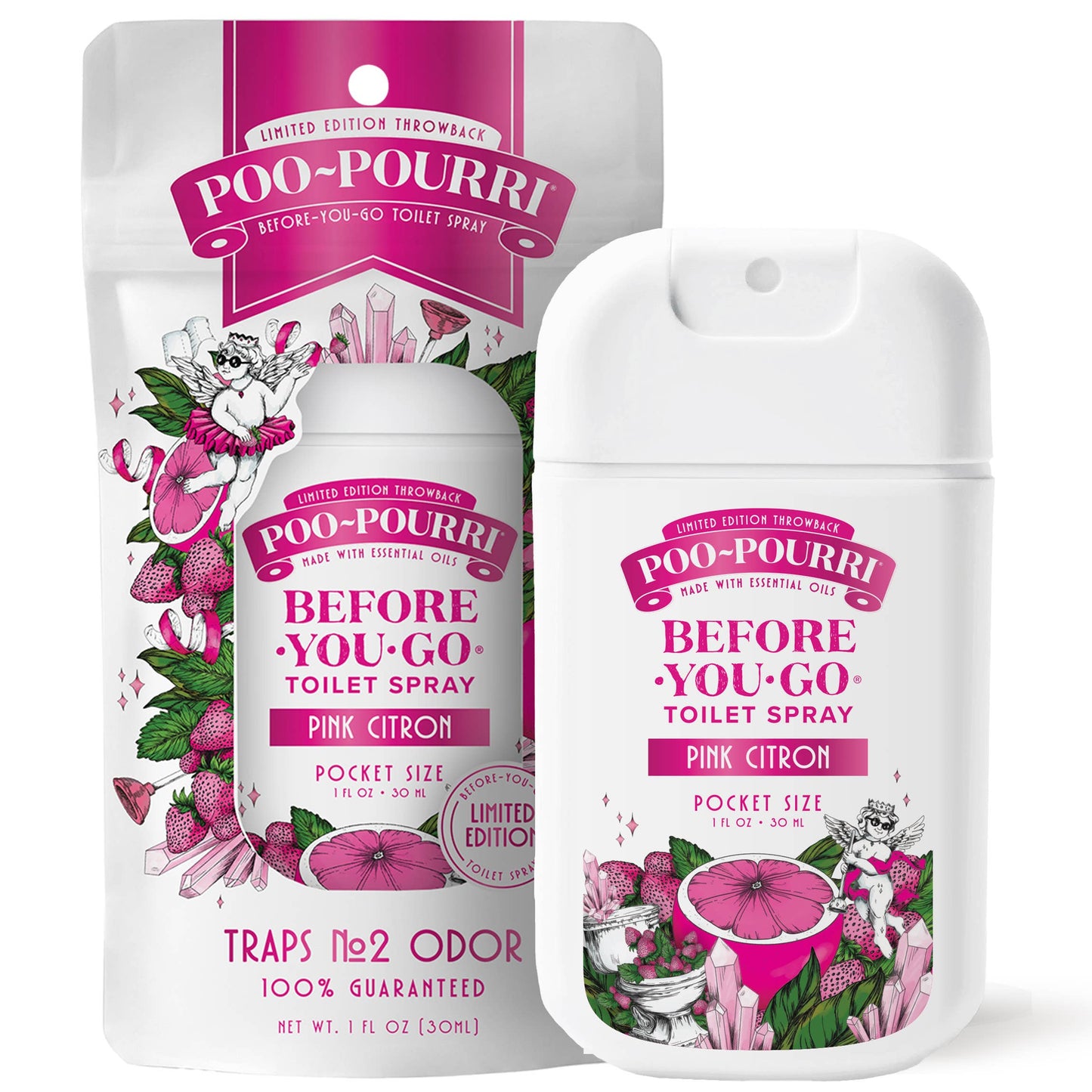 Poo~Pourri Pink Citron 1oz Pocket Sprayer, Pouched