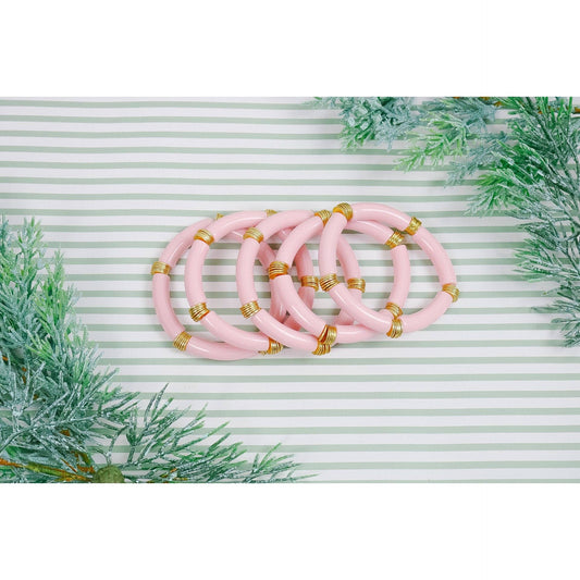 Acrylic Bamboo Stretch Bracelet: Digital Lavender