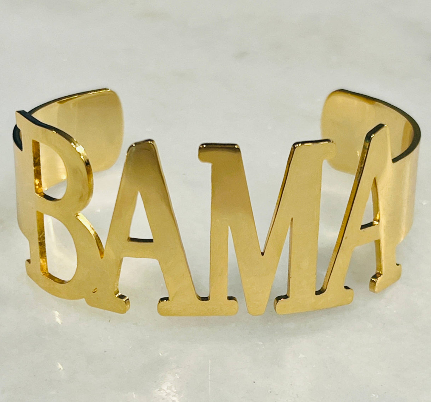 BAMA Bangle Bracelets Tarnish Resistant All Caps -: Yellow Gold / Large