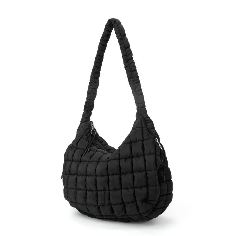 The Ashton | Puffer Hobo Tote | : Black