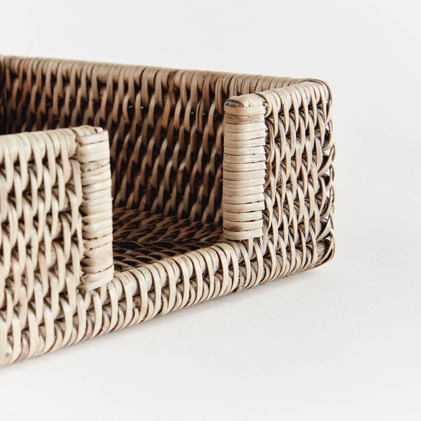 Burma Rattan Square Cocktail Napkin Holder, Gray