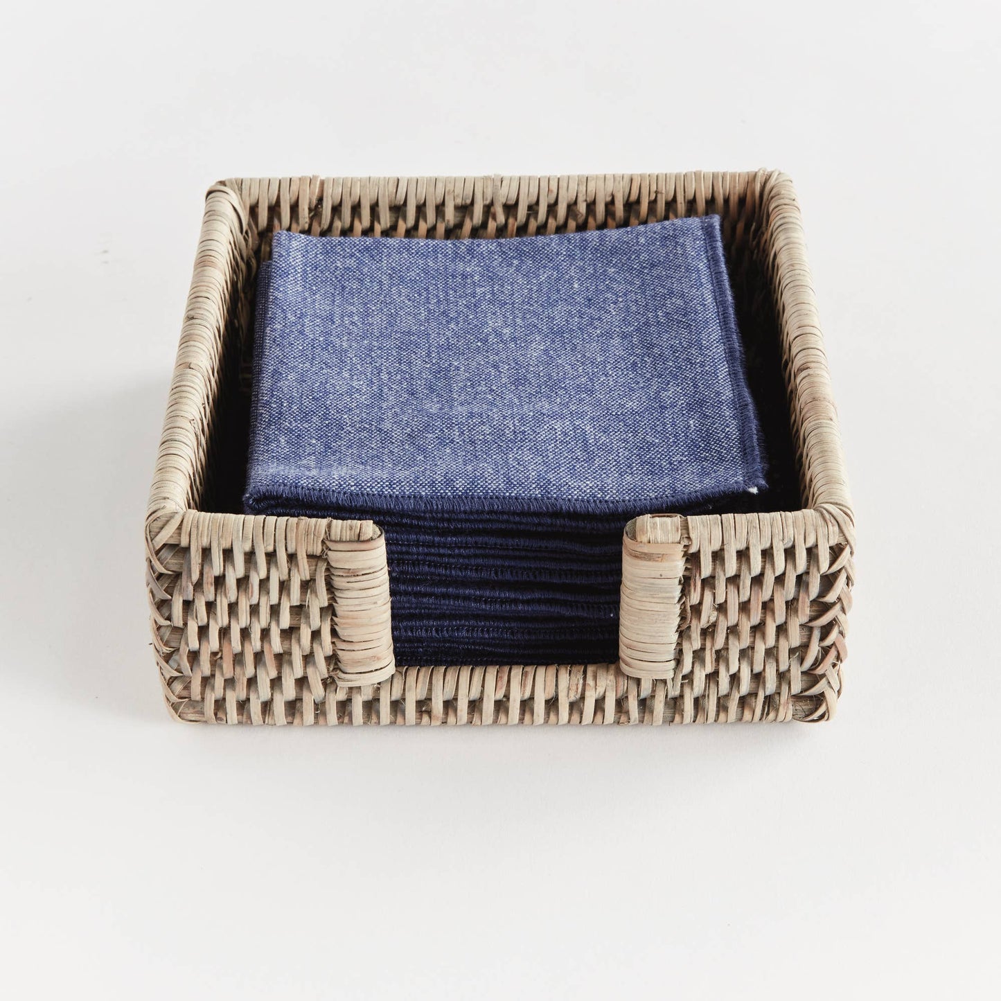 Burma Rattan Square Cocktail Napkin Holder, Gray