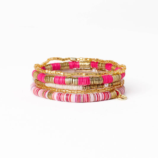 Grace Bracelet Stack of 5 - Pink Wholesale