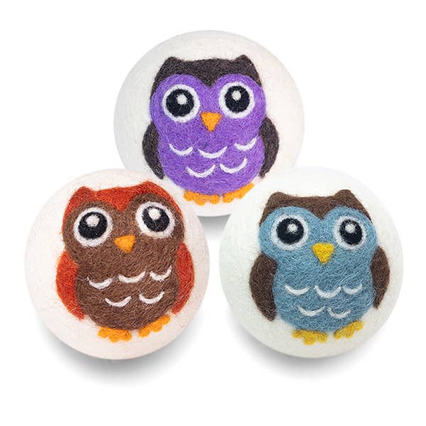 Owls: Eco Wool Dryer Balls Fair Trade : Purple Owl