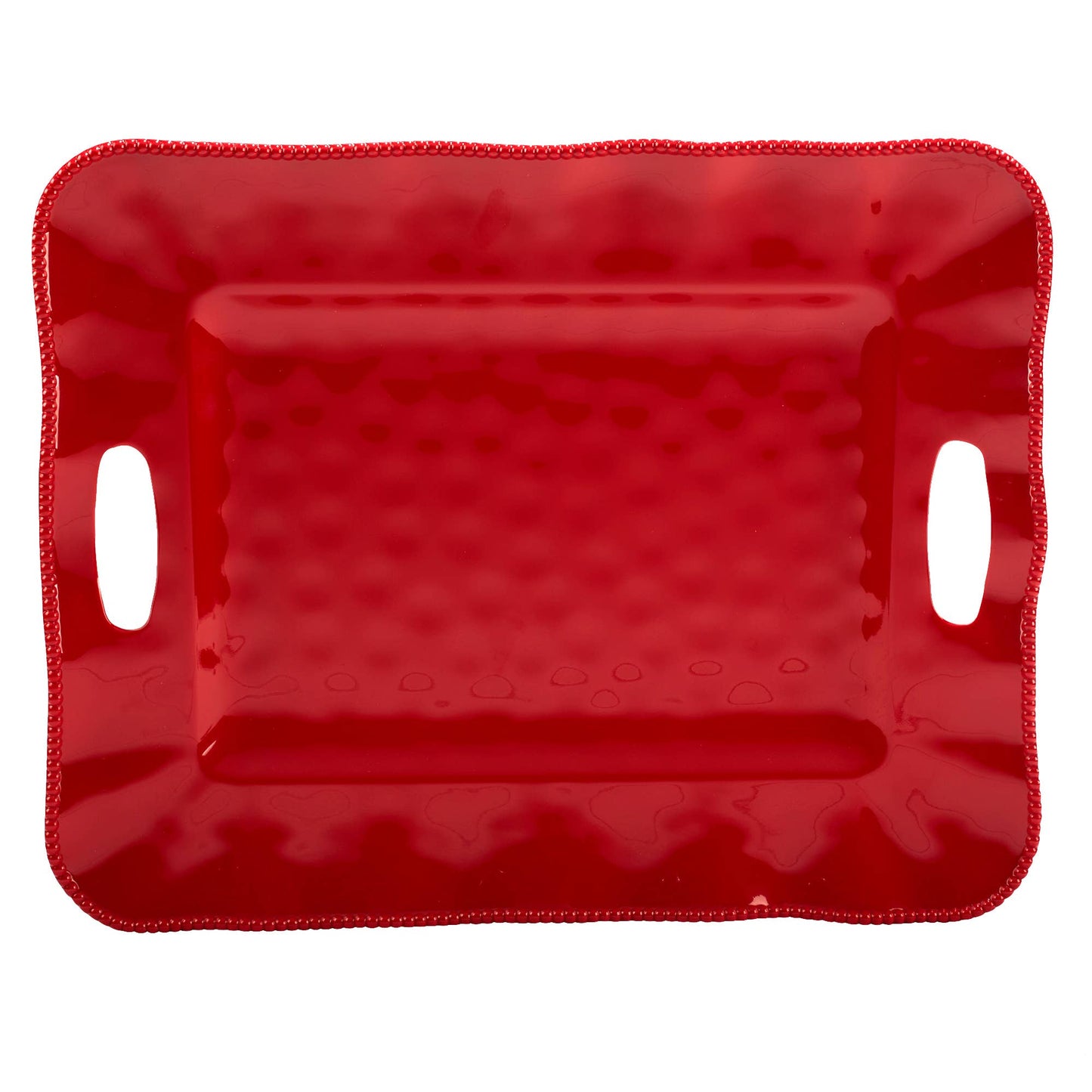 Perlette Red Melamine Rect. Tray with Handles
