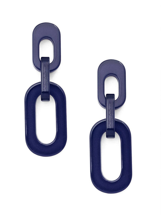 Resin Cable Chain Drop Earring: NAVY