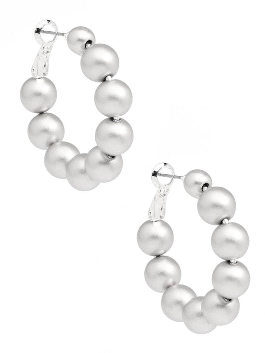 Silver Resin Beaded Hoop Earring: MS