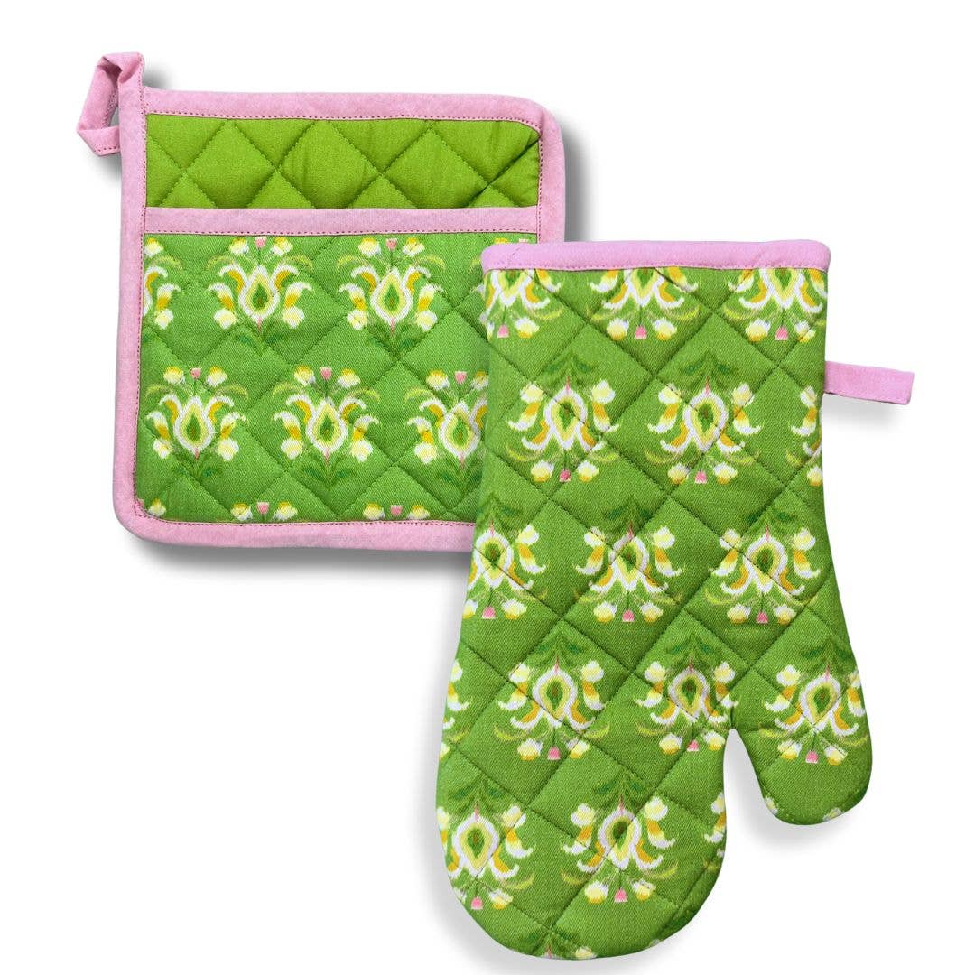 Rosemary Meadow Oven Mitt and Pot Holder Set: One Size